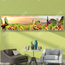 Tranh trái cây và rượu vang in kính bếp
