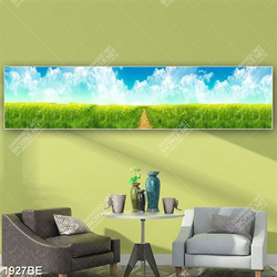 Tranh con đường trên cánh đồng in kính bếp