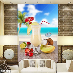 Tranh nước ép dưa lưới in kính bếp