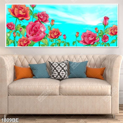 Tranh vẽ màu hoa hồng in kính bếp