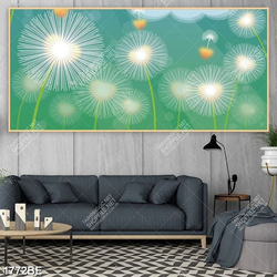 Tranh hoa bồ công anh in kính bếp