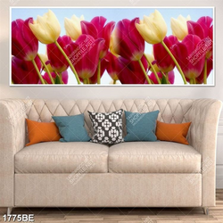 Tranh hoa tulip in kính bếp