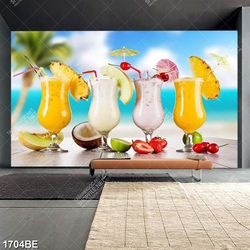 Tranh nước sinh tố in kính bếp