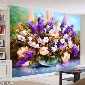 Tranh sơn dầu Châu Âu tĩnh vật hoa quả nghệ thuật in kính