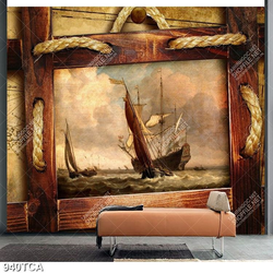 Tranh sơn dầu Châu Âu chiếc thuyền trên biển đẹp độc đáo