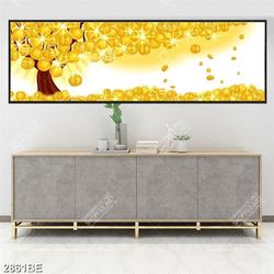 Tranh cây tiền vàng in kính bếp