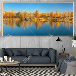 Tranh phong cảnh mùa thu in kính bếp