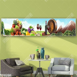 Tranh trái cây và thùng rượu in kính bếp