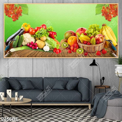 Tranh rau quả và trái cây in kính bếp