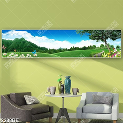 Tranh cánh đồng hoa in kính bếp