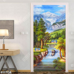 Tranh sơn dầu thác nước đẹp nghệ thuật gắn tường khổ dọc