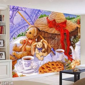 Tranh sơn dầu Châu Âu gấu bông đẹp