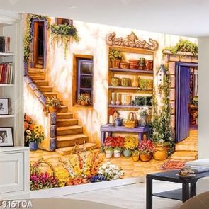 Tranh sơn dầu Châu Âu khuôn viên nhà