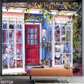 Tranh sơn dầu Châu Âu cửa hàng hoa file psd