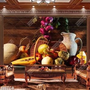 Tranh dán tường hoa quả tĩnh vật in kính