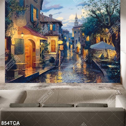 Tranh sơn dầu khu phố Châu Âu file gốc in uv