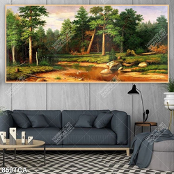 Tranh sơn dầu khu rừng xanh in uv