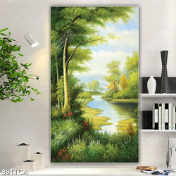 Tranh sơn dầu phong cảnh Châu Âu trang trí tường khổ dọc