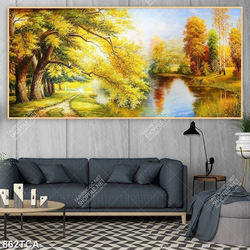 Tranh sơn dầu con đường mùa thu in uv