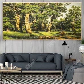 Tranh sơn dầu khu rừng già in uv
