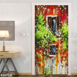 Tranh sơn dầu ô cửa sổ nghệ thuật decor tường khổ dọc