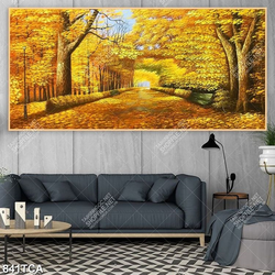 Tranh phong cảnh sơn dầu Châu Âu công viên cây lá vàng nghệ thuật