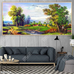 Tranh sơn dầu phong cảnh làng quê nghệ thuật file gốc