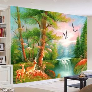 Tranh sơn dầu phong cảnh thác nước file psd