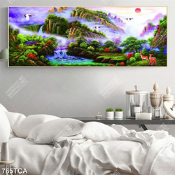 Tranh sơn dầu phong cảnh núi rừng bên thác nước chất lượng cao