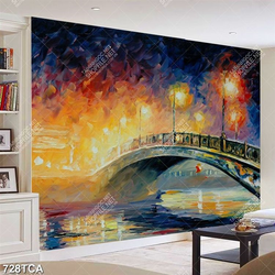 Tranh sơn dầu cây cầu nghệ thuật dán tường