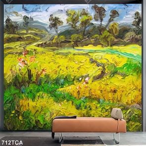 Tranh sơn dầu cánh đồng cỏ nghệ thuật