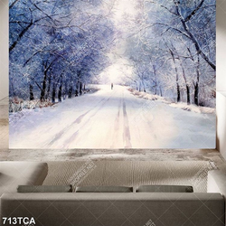 Tranh sơn dầu con đường tuyết phủ trắng đẹp nhất