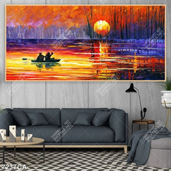 Tranh sơn dầu chèo thuyền trên dòng sông đẹp nhất