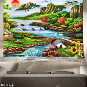 Tranh sơn dầu trang trí tường làng quê Châu Âu