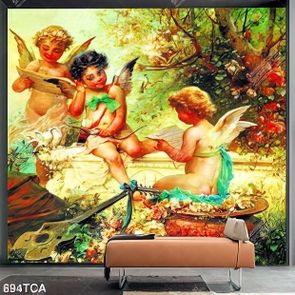 Tranh sơn dầu những đứa bé thiên thần trang trí nội thất