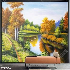 Tranh sơn dầu Châu Âu làng quê in uv