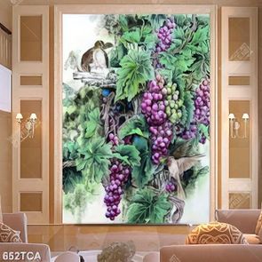 Tranh sơn dầu chùm nho tím trang trí tường đẹp