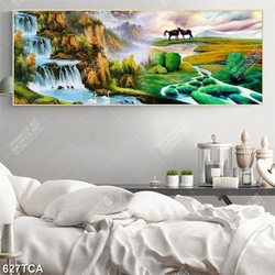 Tranh sơn dầu thác nước nghệ thuật decor tường