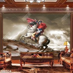 Tranh sơn dầu nghệ thuật hoàng đế Napoleon và chú ngựa file gốc