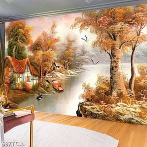 Tranh sơn dầu Châu Âu phong cảnh ngôi làng bên dòng sông Tranh sơn dầu Châu Âu phong cảnh ngôi làng bên dòng sông