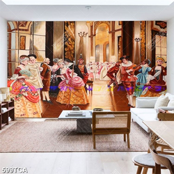 Tranh sơn dầu Châu Âu bữa tiệc hoàng gia file gốc