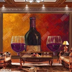 Tranh tĩnh vật chai rượu sơn dầu decor bếp