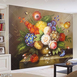 Tranh trang trí phòng khách tĩnh vật hoa quả sơn dầu gắn tường in uv