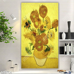 Tranh decor tường bình hoa vẽ sơn dầu in uv