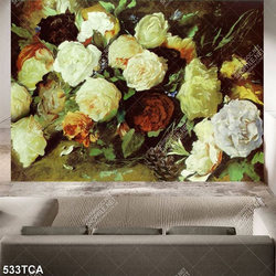 Tranh sơn dầu tĩnh vật hoa decor tường