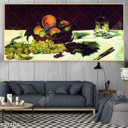 Tranh tĩnh vật hoa quả sơn dầu độc đáo in  kính