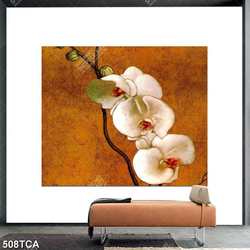 Tranh sơn dầu hoa lan trắng đẹp in kính