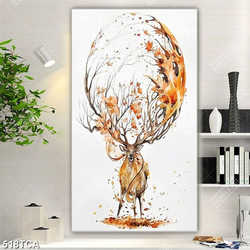 Tranh sơn dầu tuần lộc trang trí tường in uv