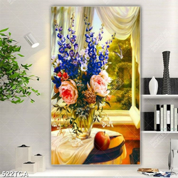 Tranh tĩnh vật quả táo và bình hoa file gốc