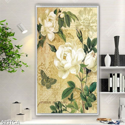 Tranh sơn dầu hoa lá trang trí tường đẹp in uv
